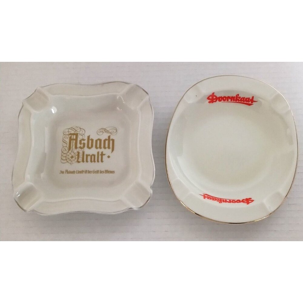 Vintage German Doornkaat Schnapps and Ashbach Uralt Brandy Ashtray Lot Germany